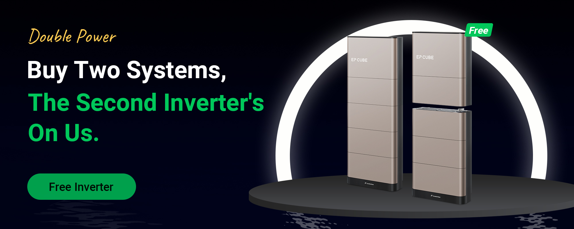 EP Cube home battery storage promotion offering a free second inverter with two-system purchase